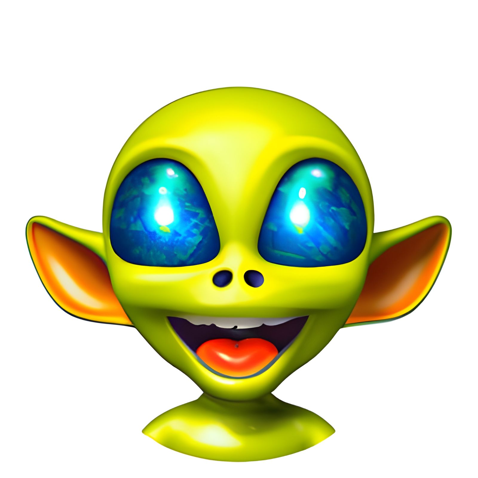 3D Render of a Happy Alien Emoji