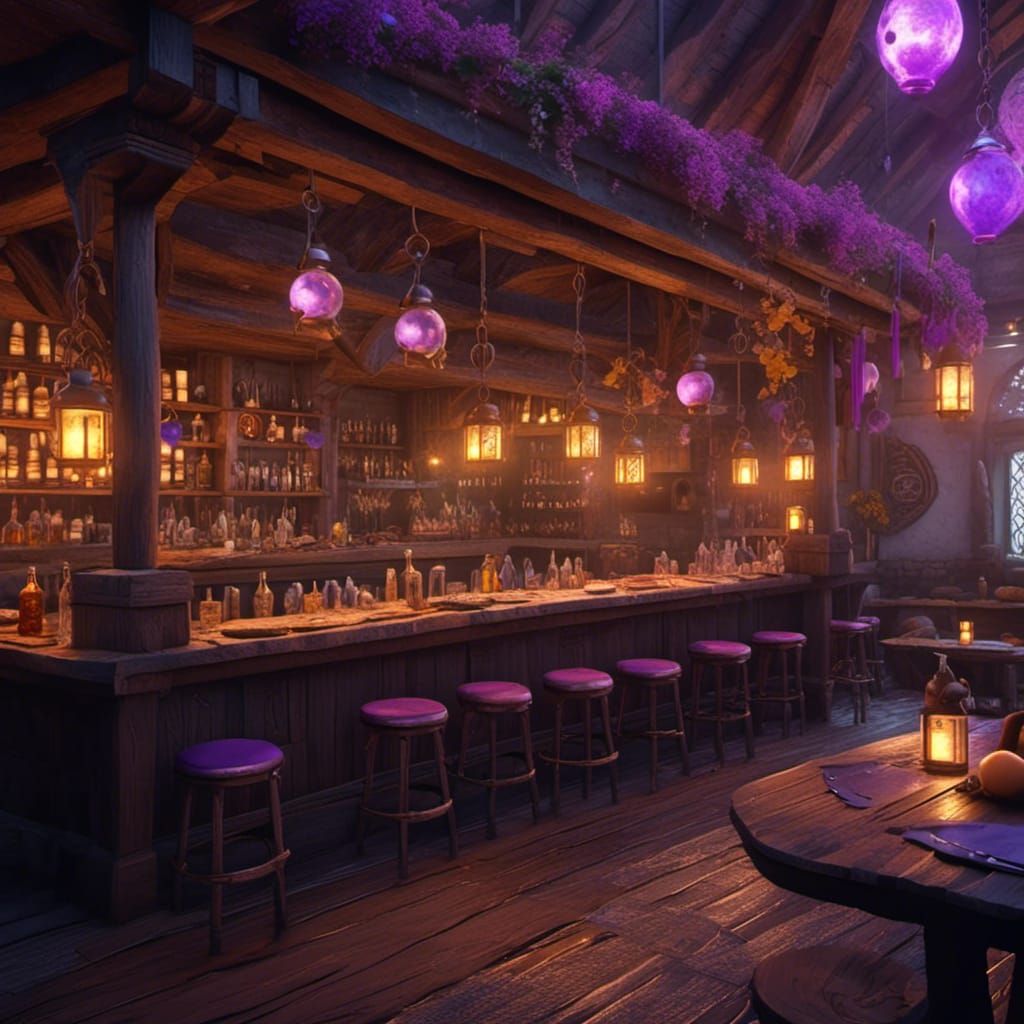 Medieval Tavern Scene in Dark Fantasy Style