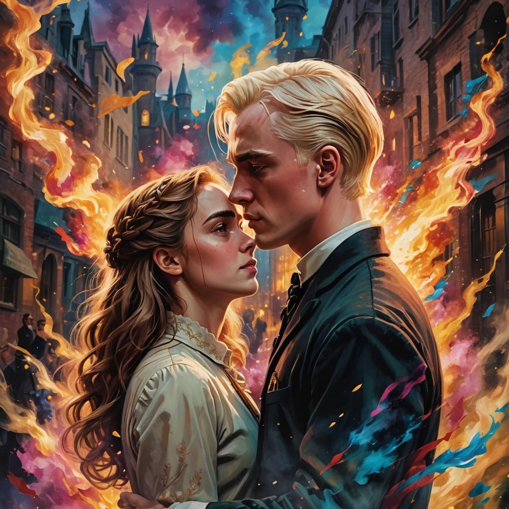Draco and Hermione: 1800s Romance, Hyperrealistic Art