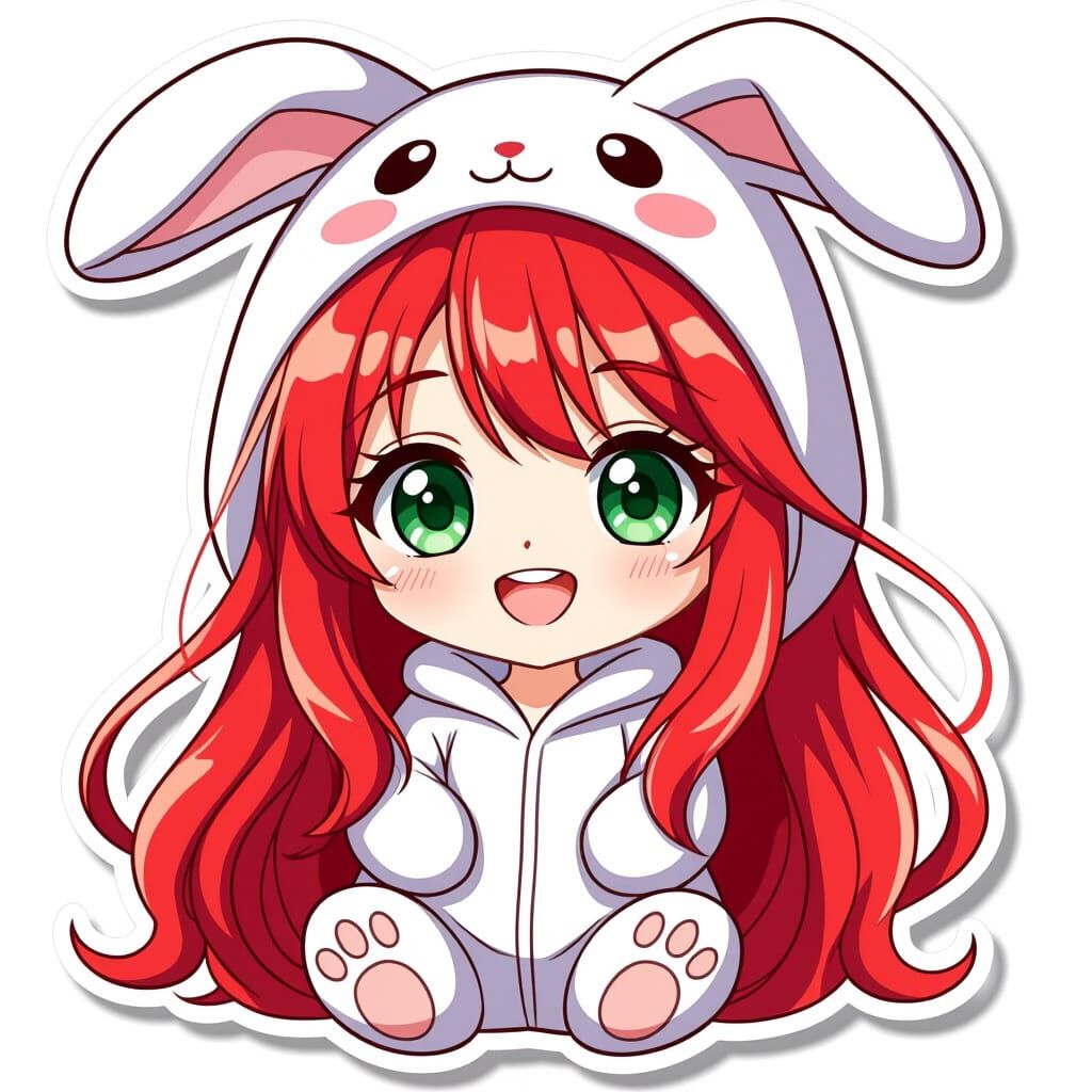 Cute Chibi Rabbit Girl Sticker Art