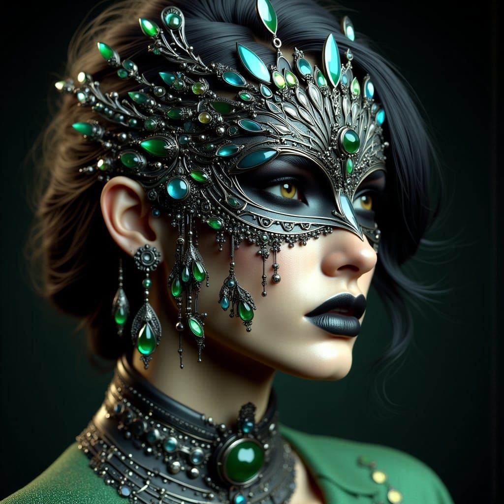 Ornate Masked Woman in Art Nouveau Punk