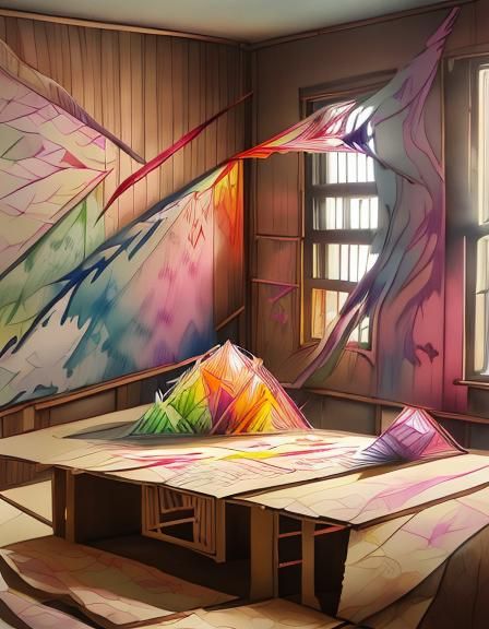 Kirigami Paper-Cut Craft in Pastel Triadic Colors