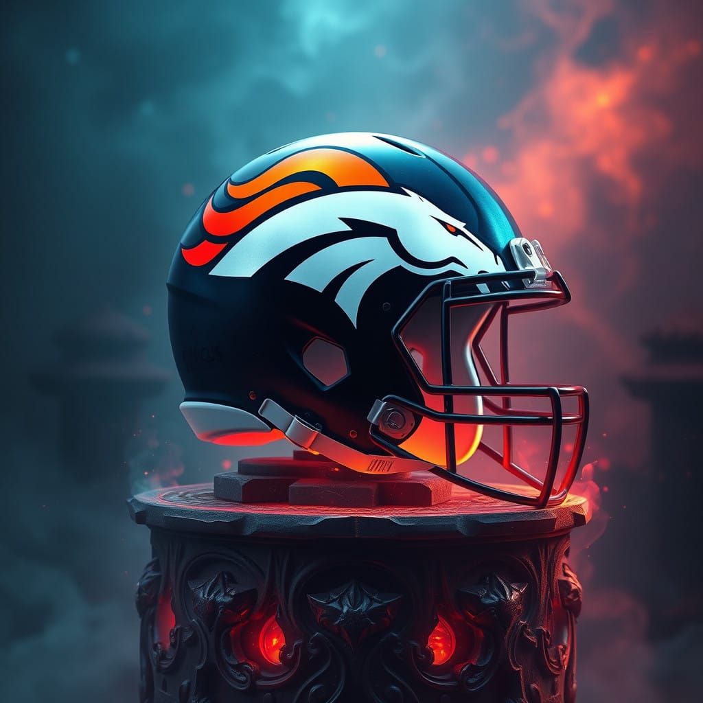 Cyberpunk Fantasy Football Helmet in Matte Painting Style
