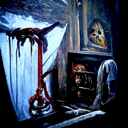 Horror Movie Scene as Oil Painting