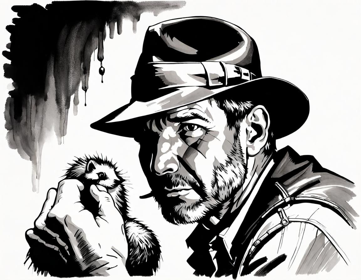 Indiana Jones and the Golden Hedgehog: Ink Painting