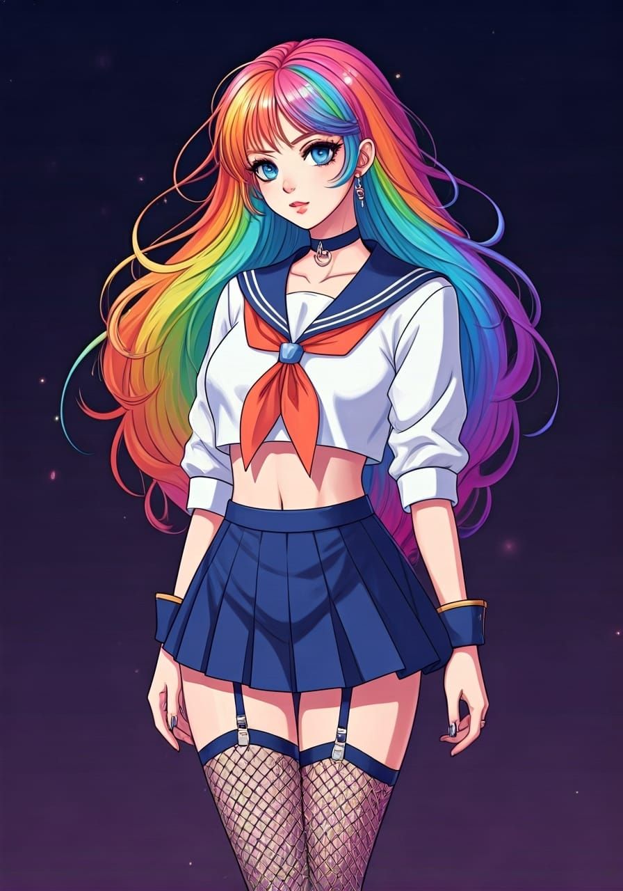 Magical Girl in Siren Outfit, Anime Art Style