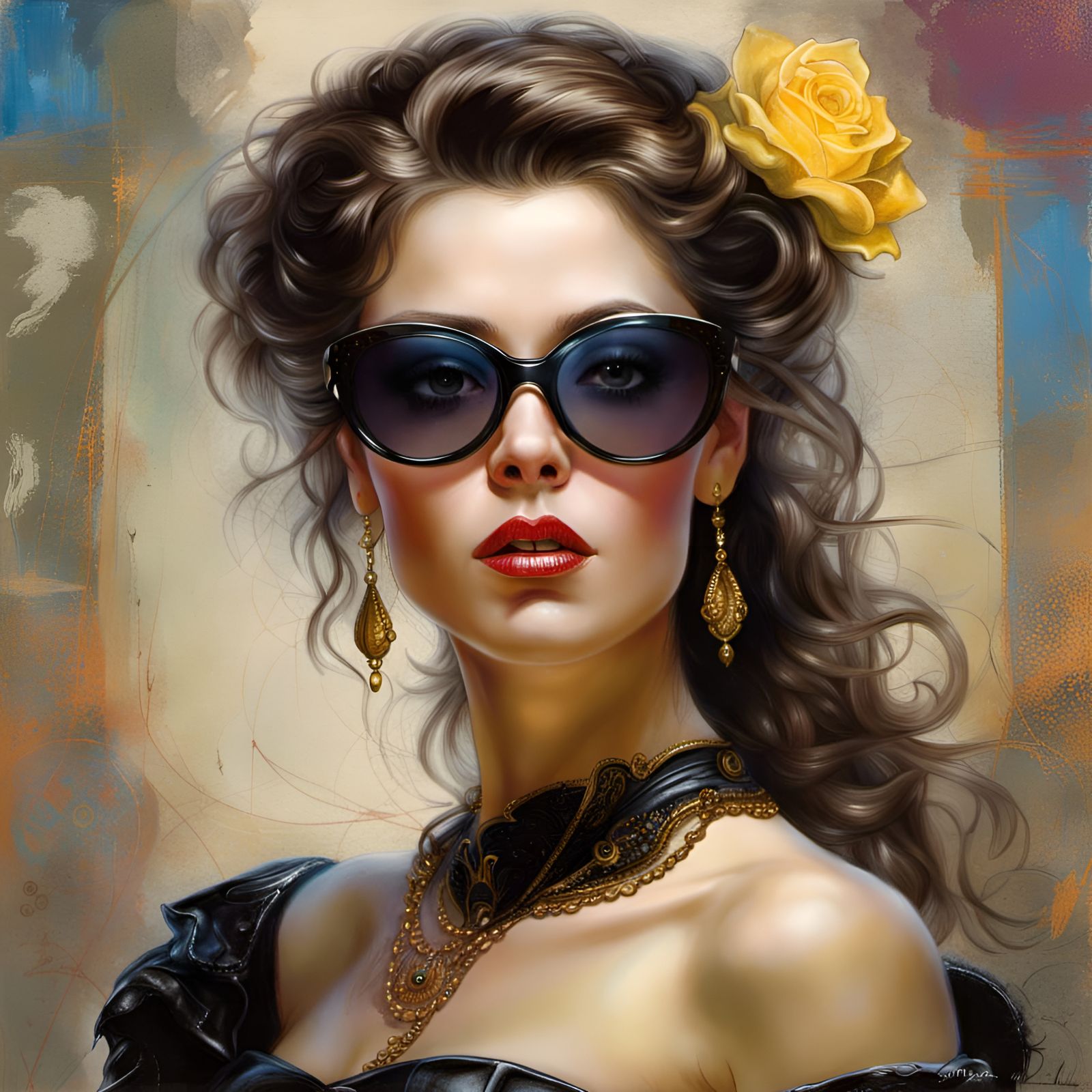 Belle in Sunglasses: Hyperrealistic Princess Portrait