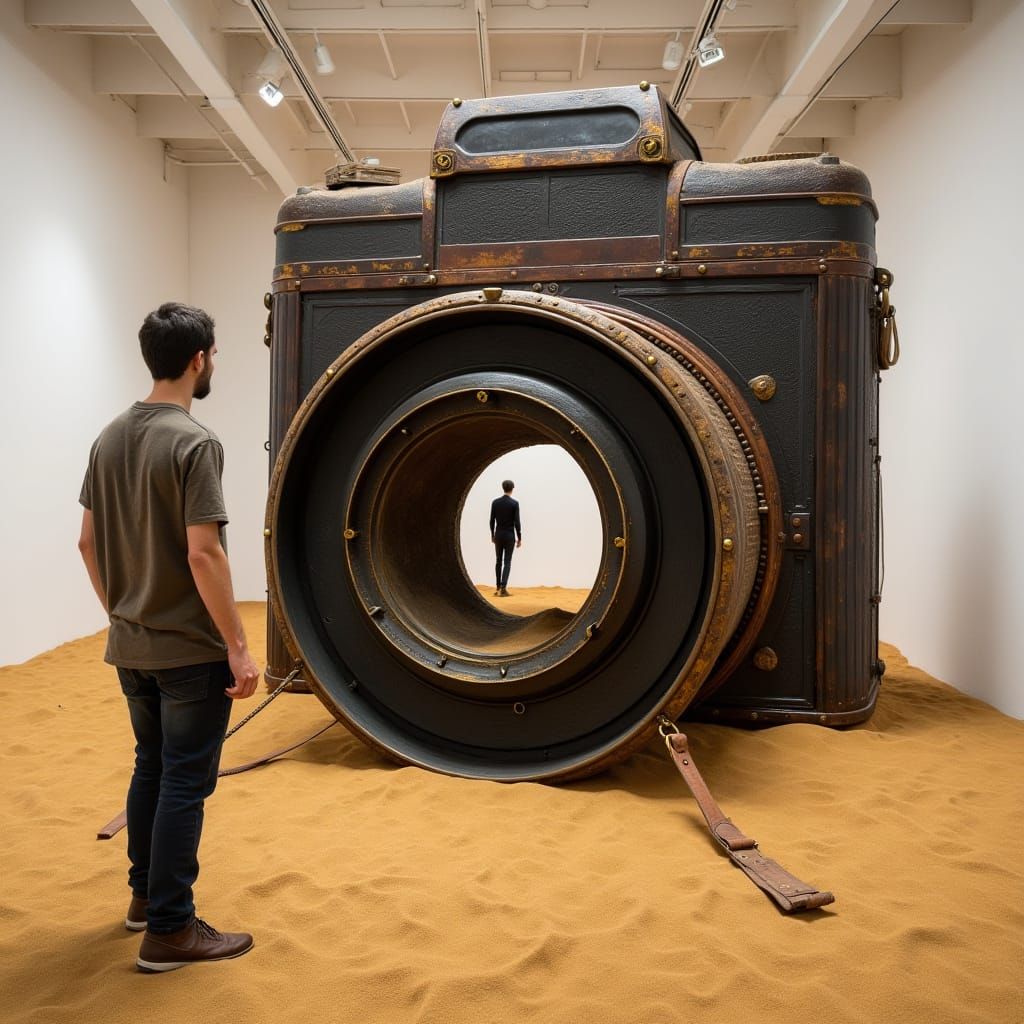 Surreal Camera Tunnel Sculpture in Sandy Gallery