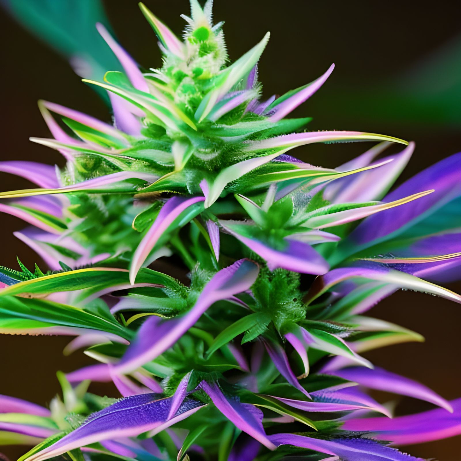 Psychedelic Anthropomorphic Marijuana Plant in Cyberpunk Sty...