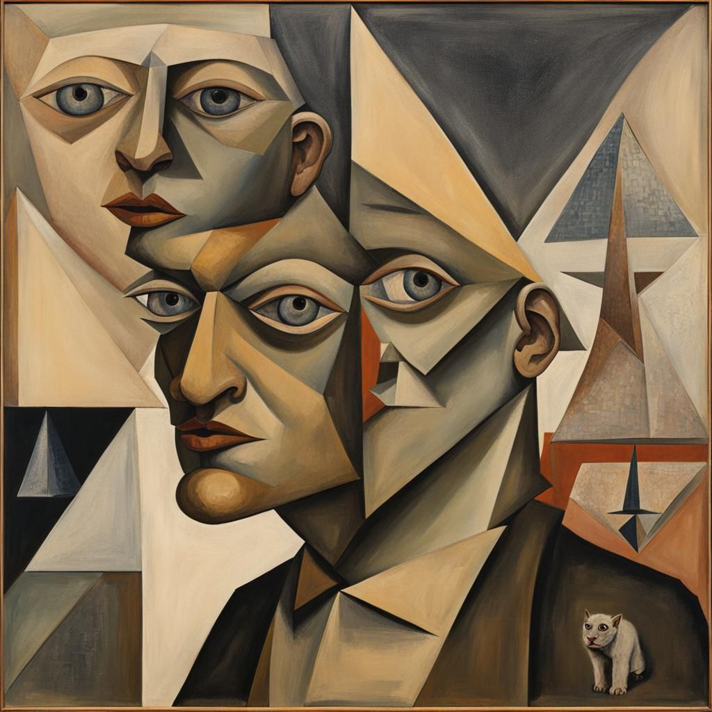 Troll Surrounded by Charts in Dadaist Oil Painting