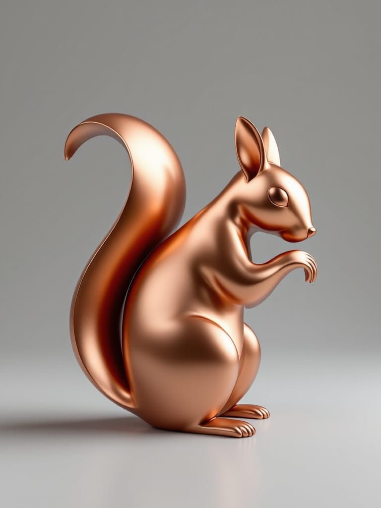 Abstract Squirrel Sculpture in Bronze and Rose