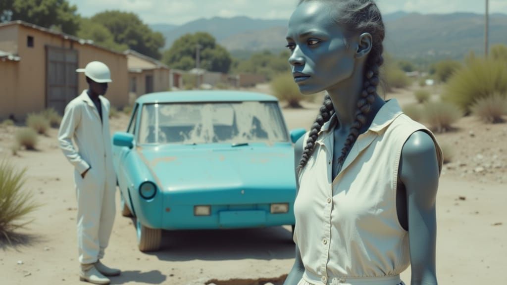 Grey Skinned Figure in White Jumpsuit, Santa Fe