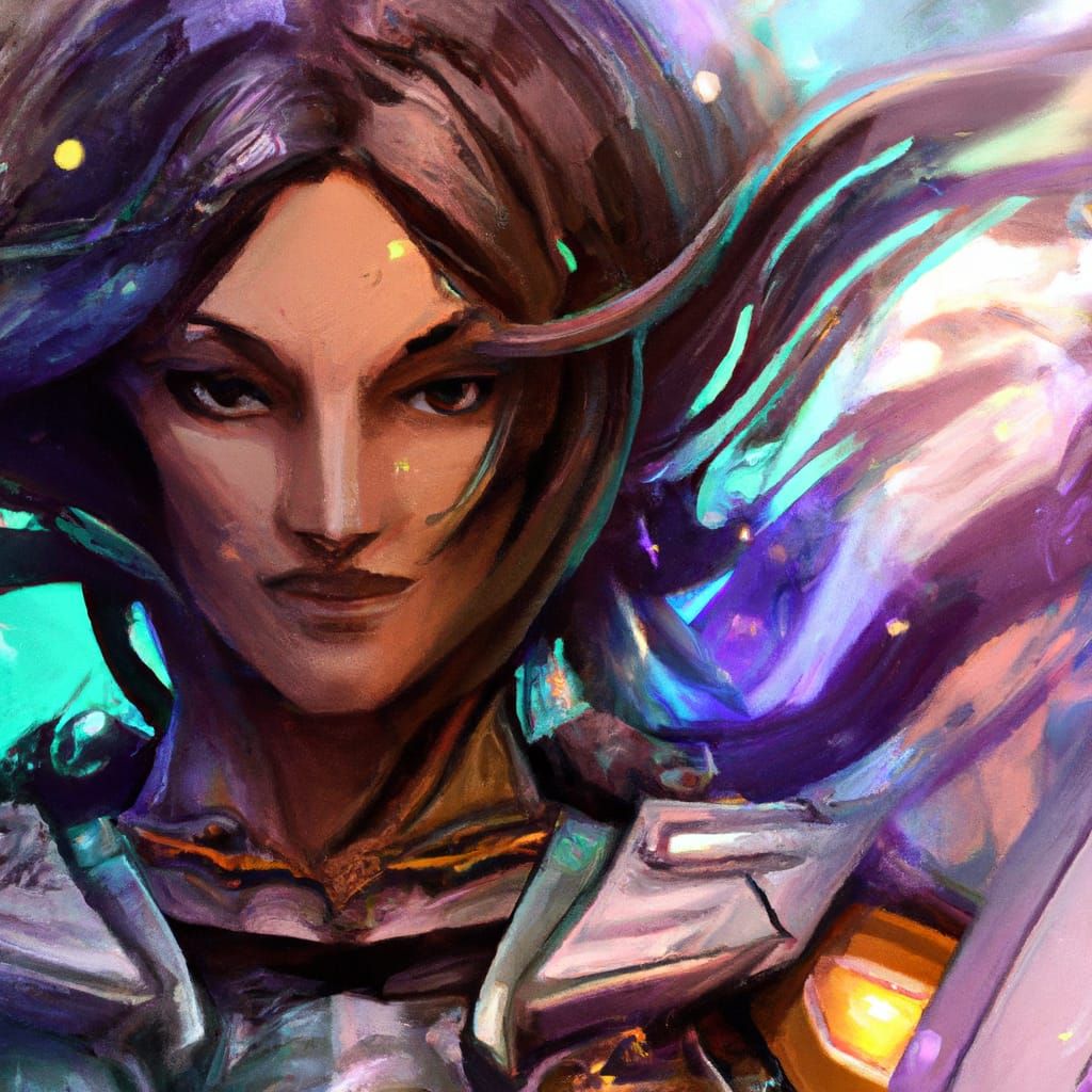 Warrior Goddess Portrait in Art Nouveau Style