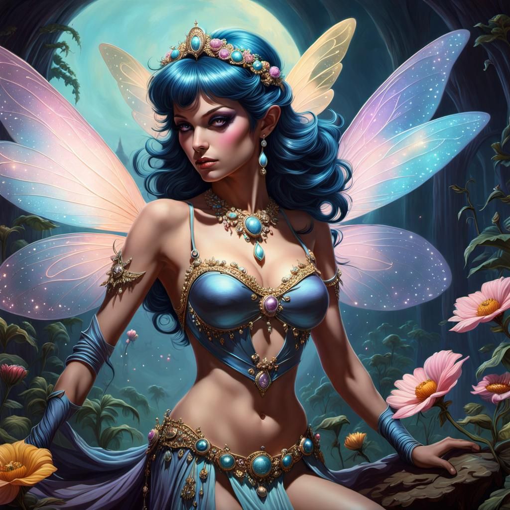 Sparkly Emo Fairy in Maximalist Style