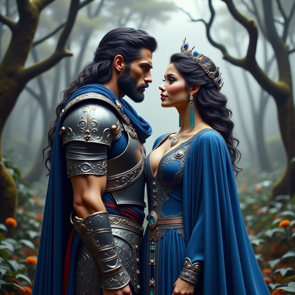 Mystical Queen in Regal Gown: Fantasy Concept Art