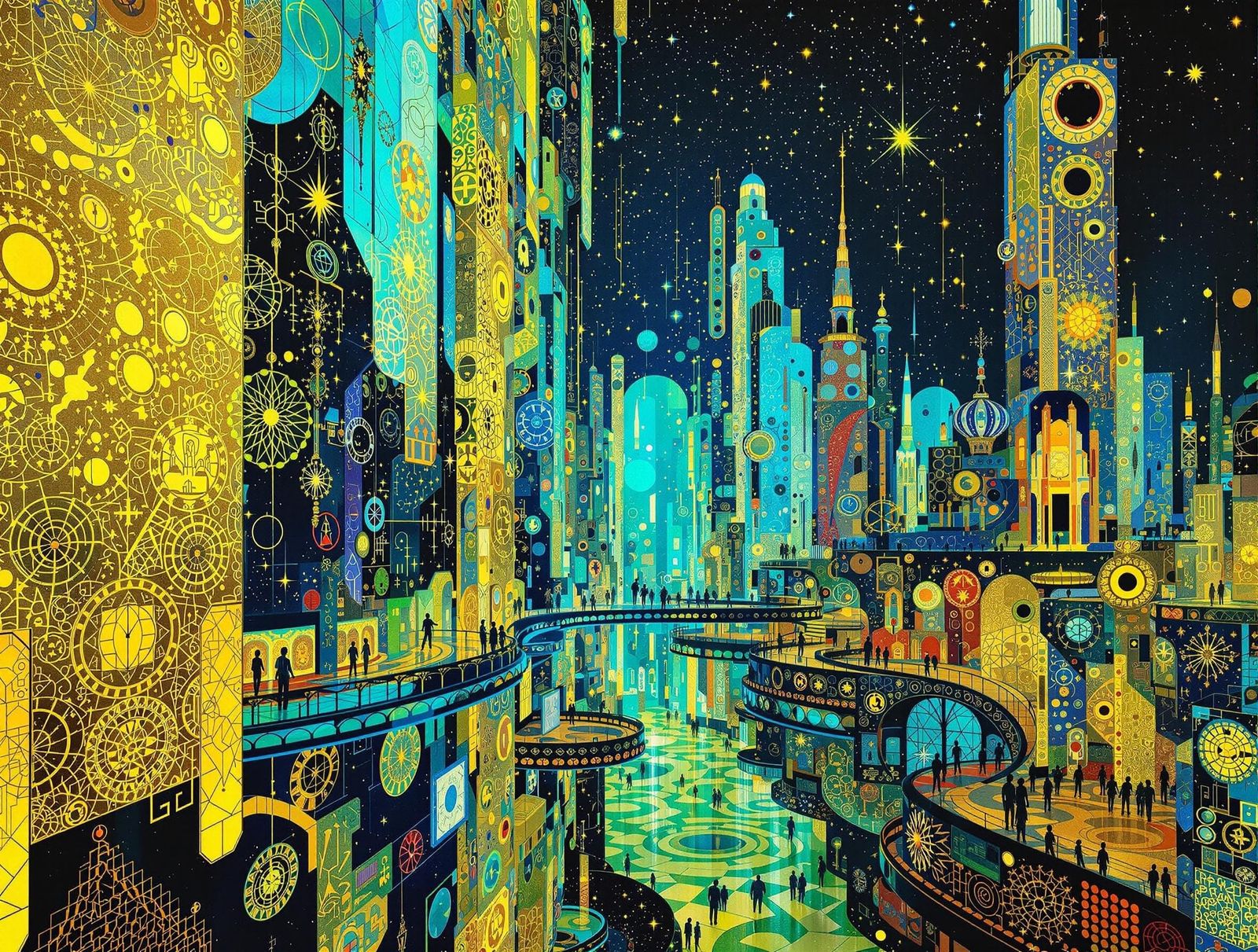 Luminous Cityscape on a Methane Ocean Planet