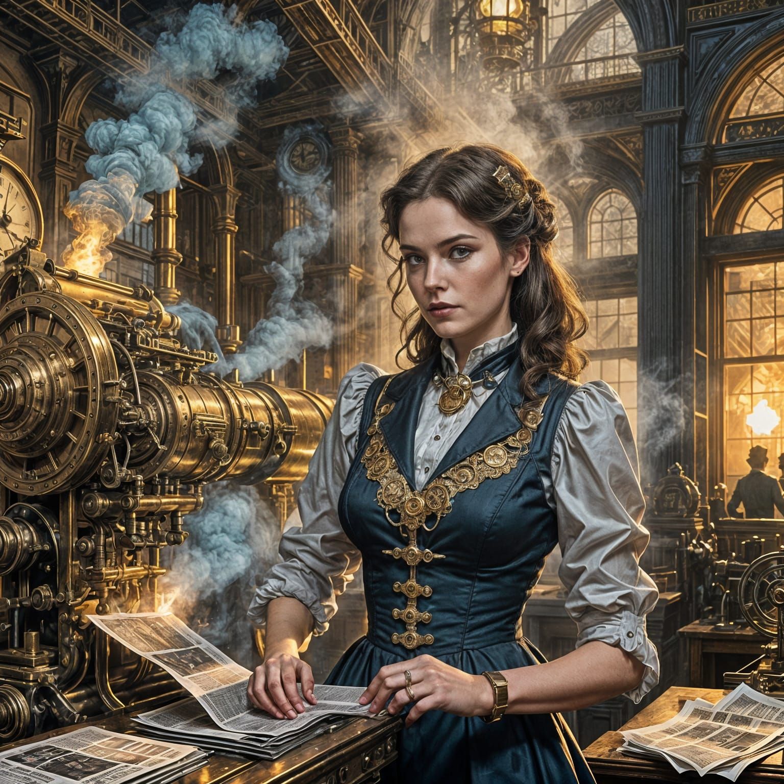 Steampunk Lois Lane in Gothic Sci-Fi Illustration