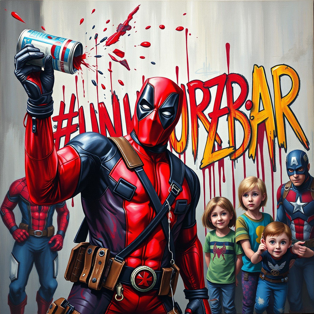 Deadpool's Chaotic Masterpiece: Abstract Graffiti Art