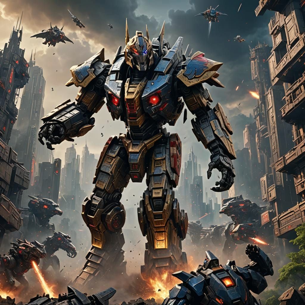 Dinobot Grimlock Observes Cybertron's Fall