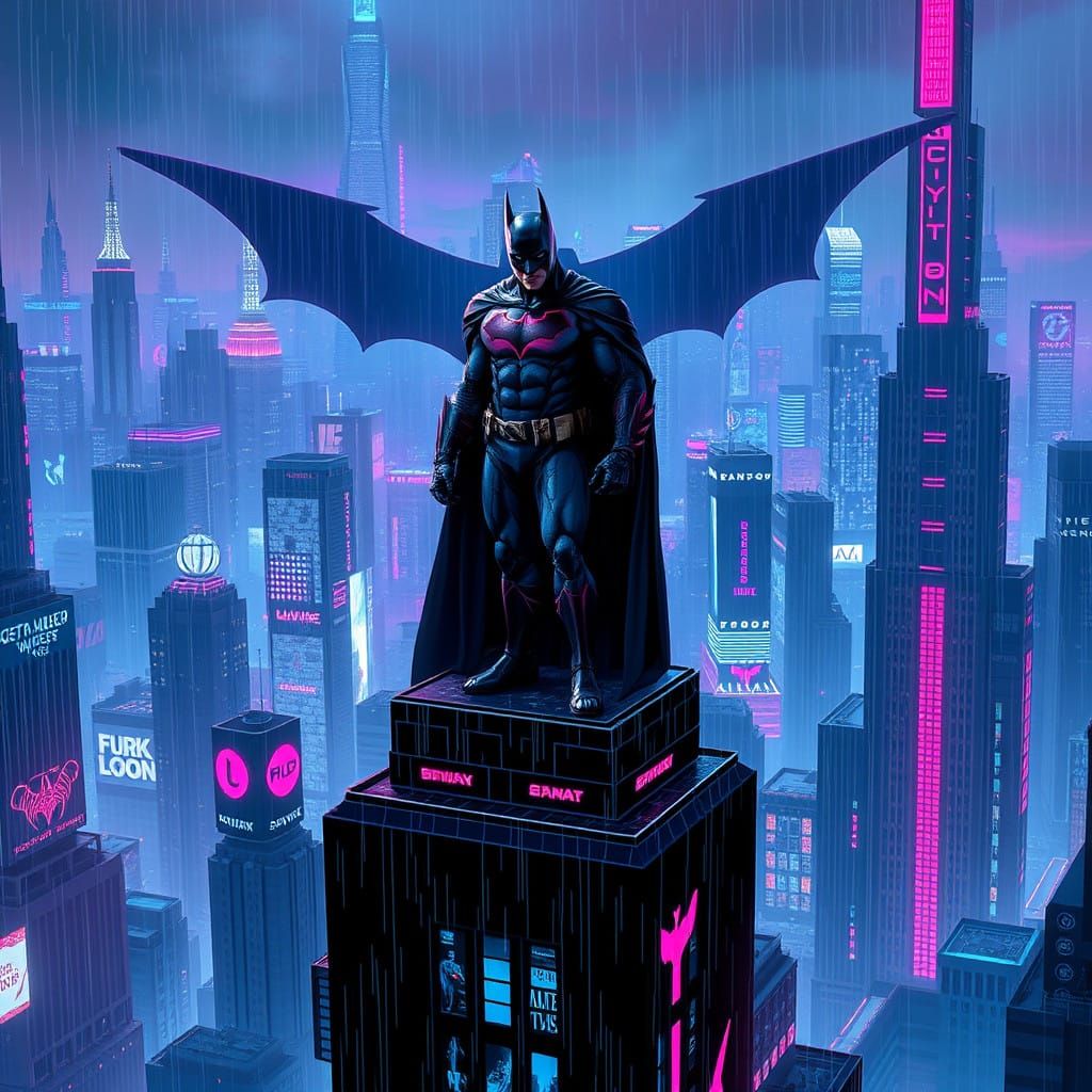 Cyberpunk Batman Dominates Futuristic Gotham
