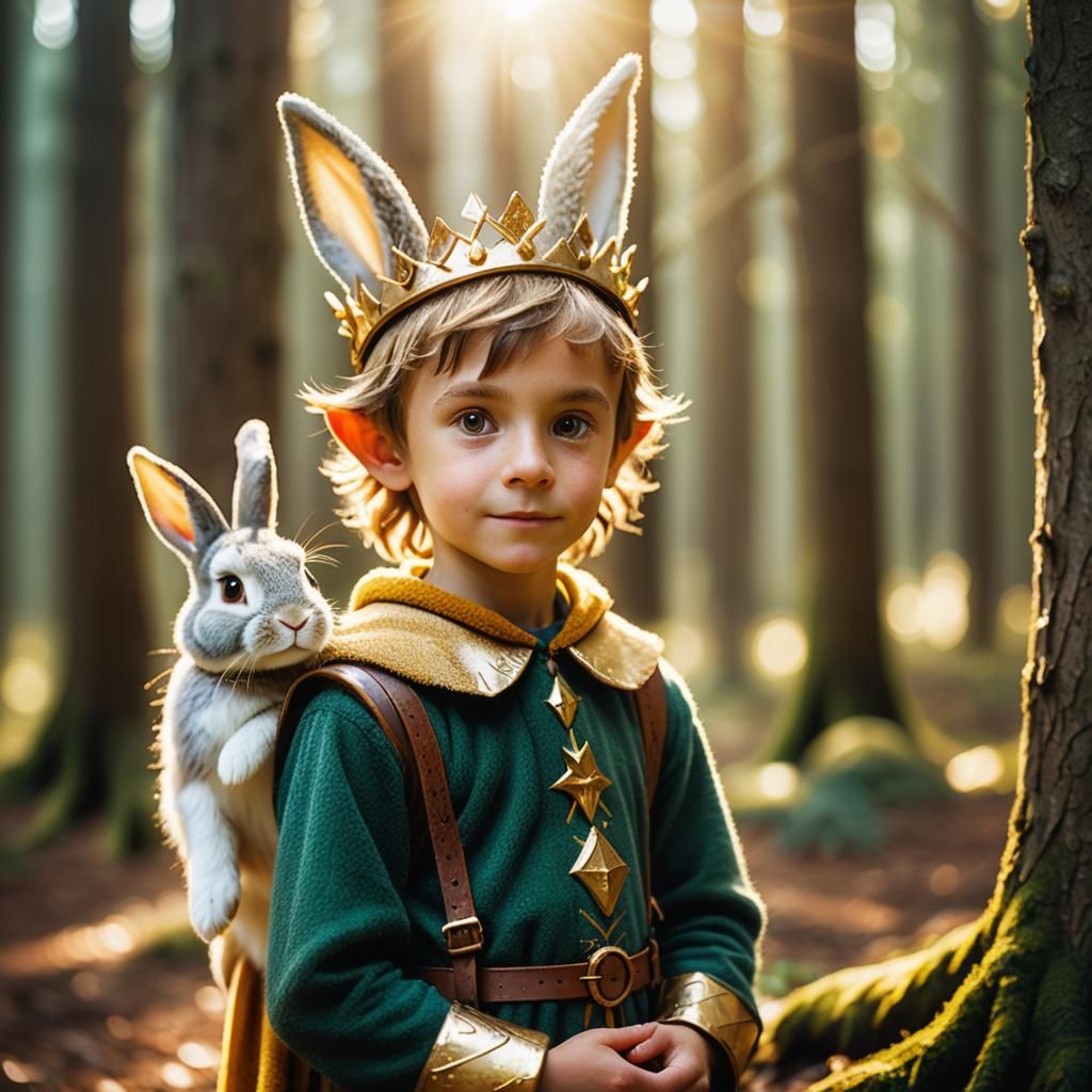 Wood Elf Portrait in Sunny Forest