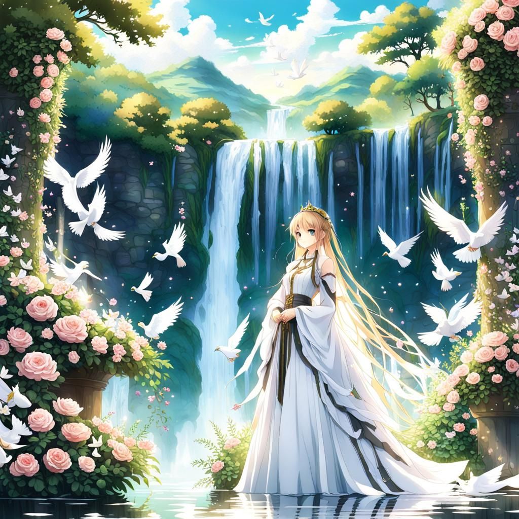 Anime Princess of Roses Releasing White Doves