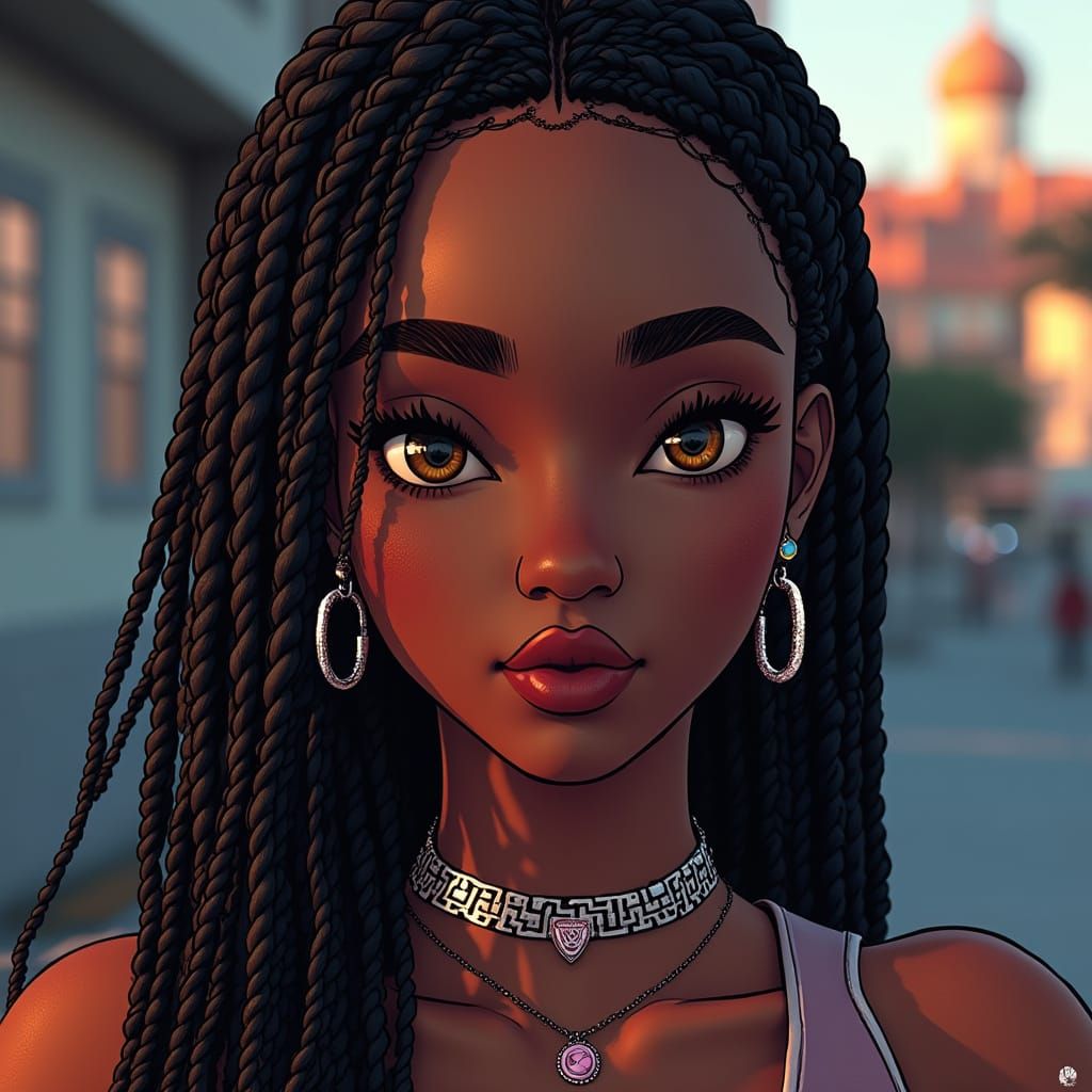Black Woman With Braids In GTA San Andreas Art Style
