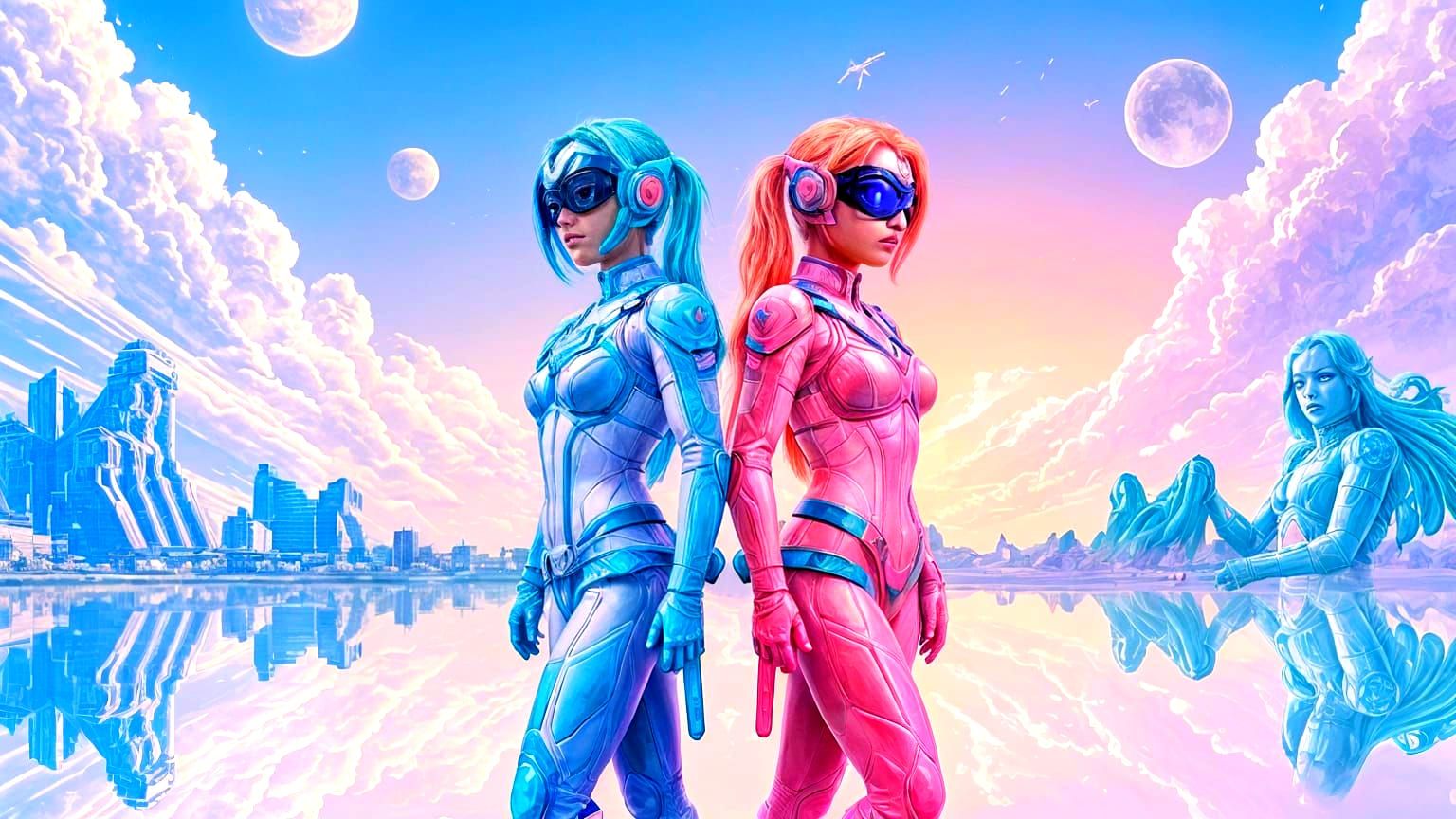 Retro Pixel Art Gemini Twins: 32-Bit Sega Genesis Superhero ...