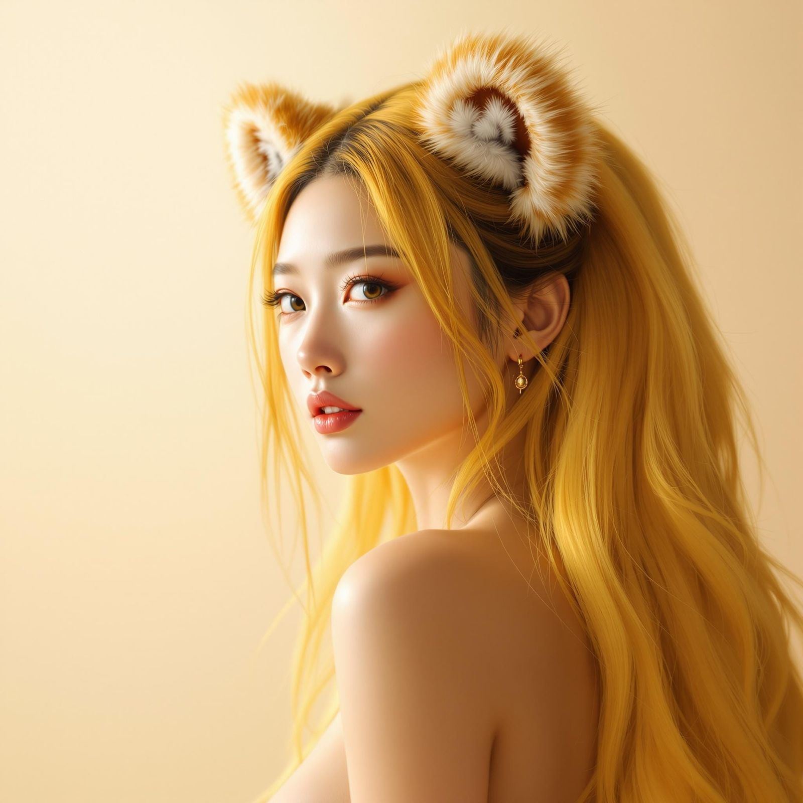 Hyperrealistic Portrait of a Majestic Asian Woman with Lion ...
