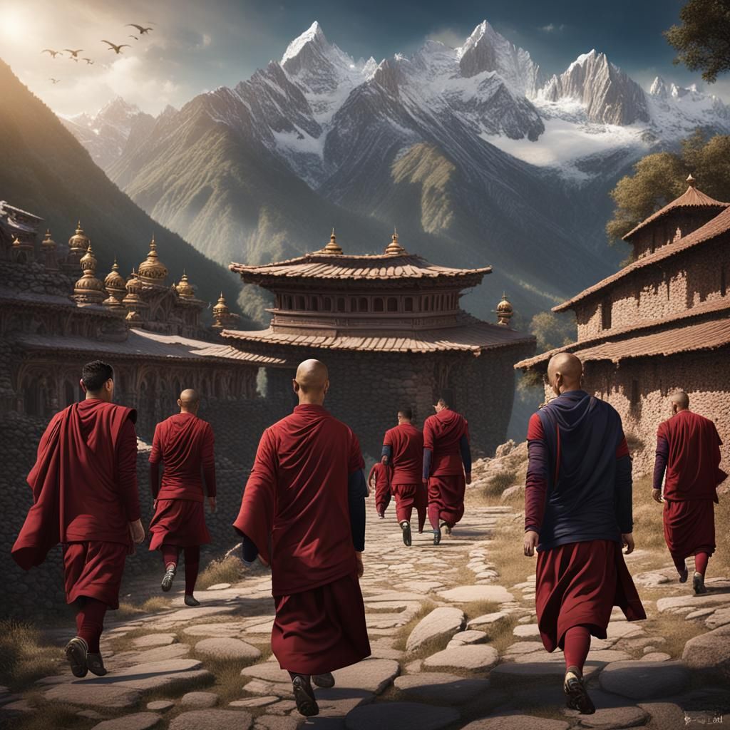 Messi and Ronaldo Play Soccer with Monks