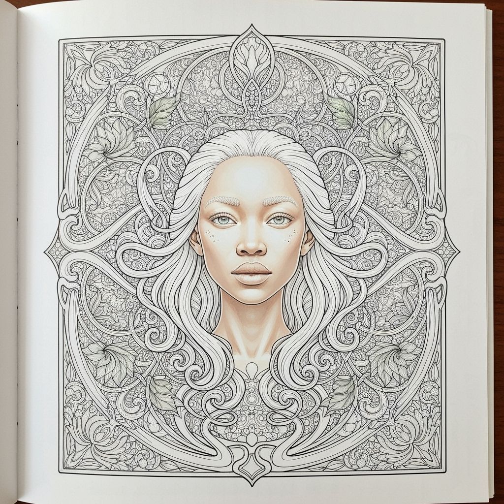 Art Nouveau Mandala Featuring Serene African Woman