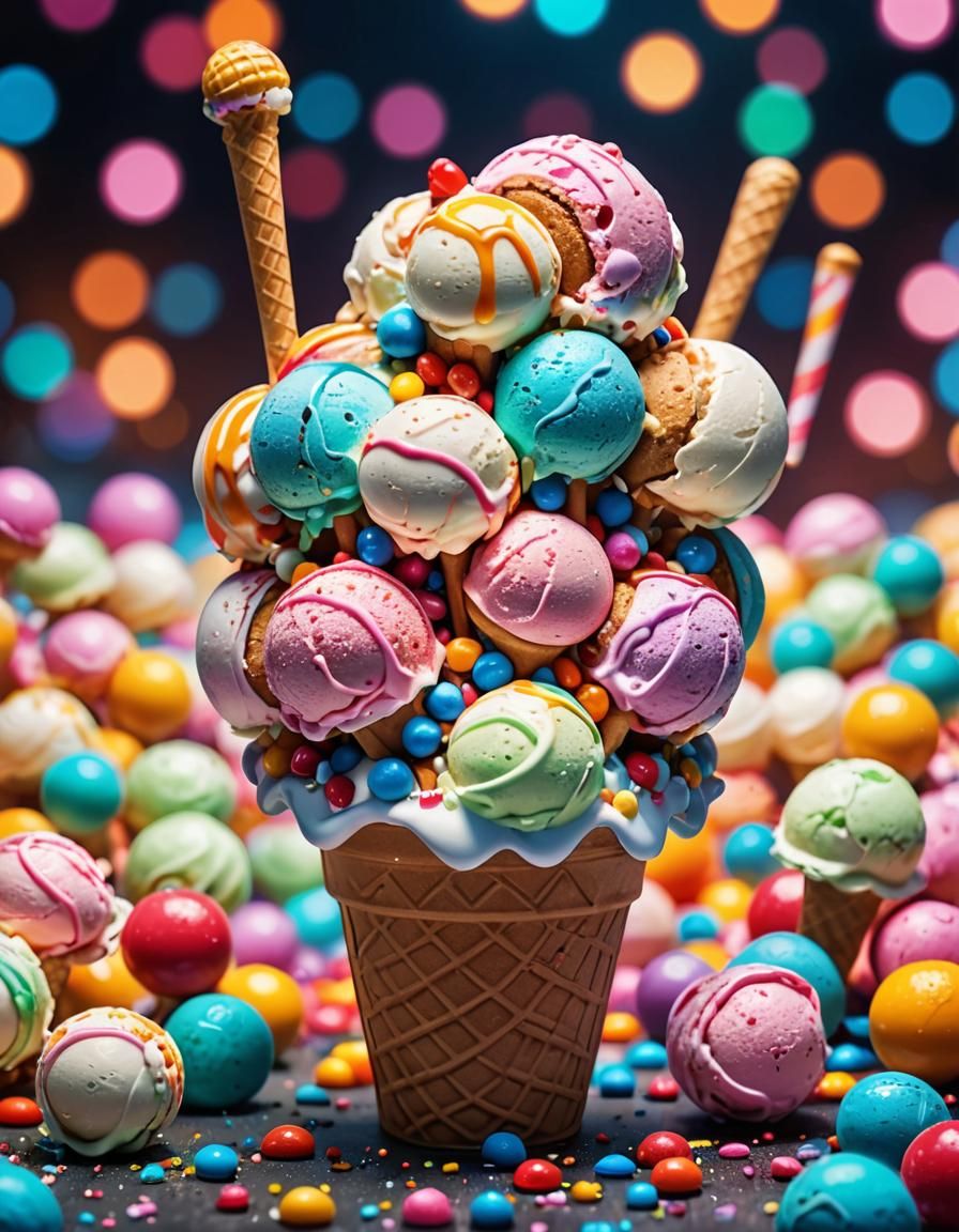 Orbital-Bone Ice Cream in Candy Art Style