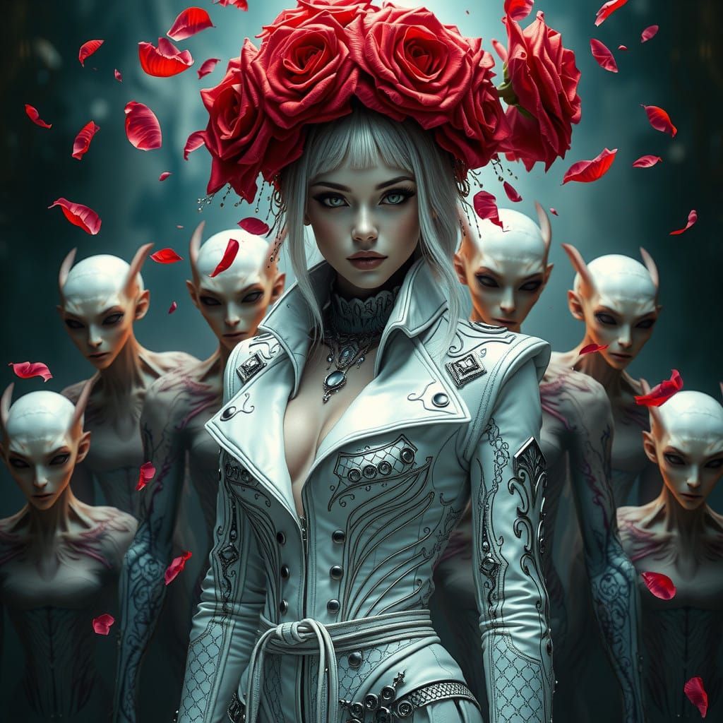 Ethereal Cryptopunk Goddess in White Leather, Surrounded by ...