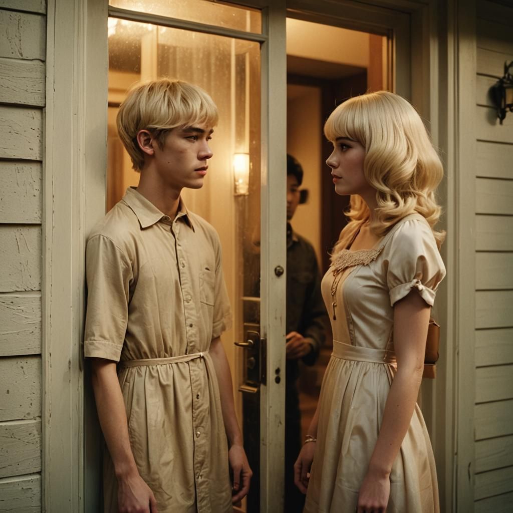 Golden Doorway: Boy in Dress, Cinematic Still