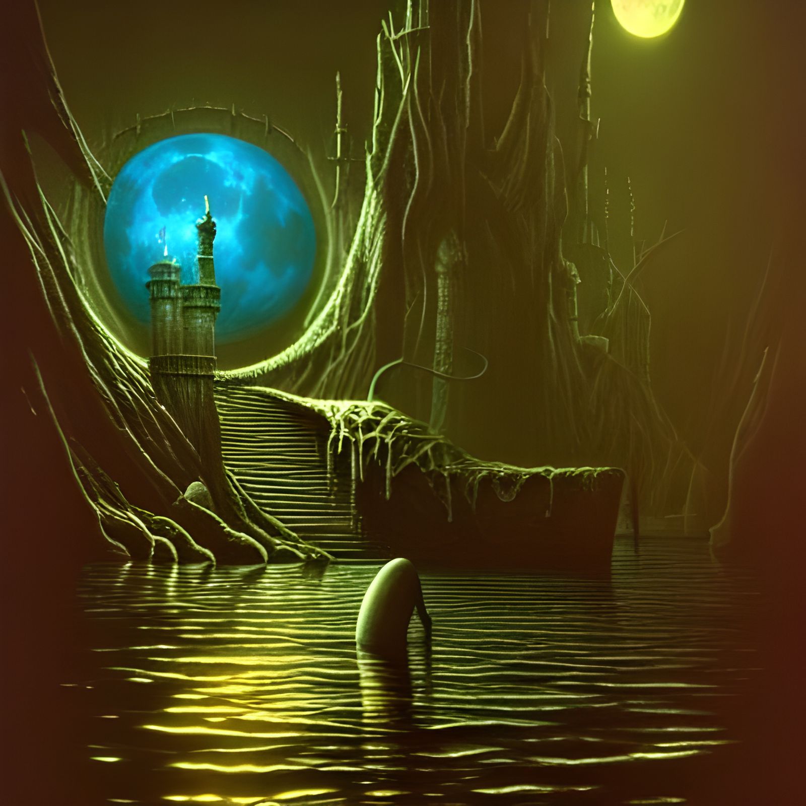 Mystical Moonlit Necromancer: Sci-Fi Fantasy Art