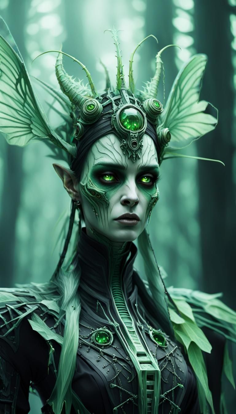 Ethereal Dark Victorian Fantasy in Gothic Cyberpunk Style