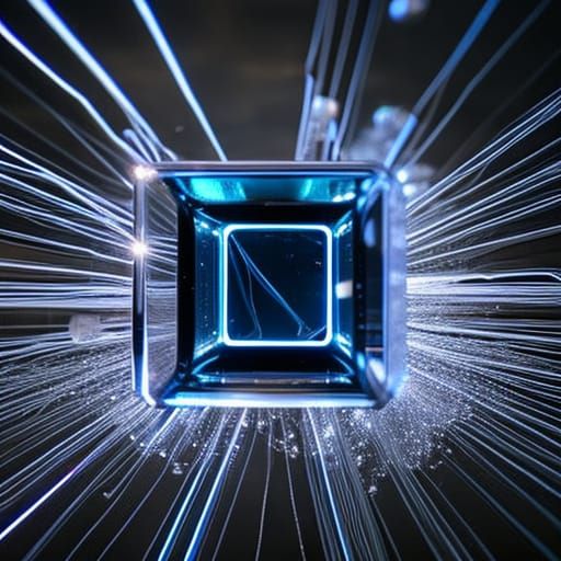Nebula in Glass Cube with Joystick, Detailed Photo