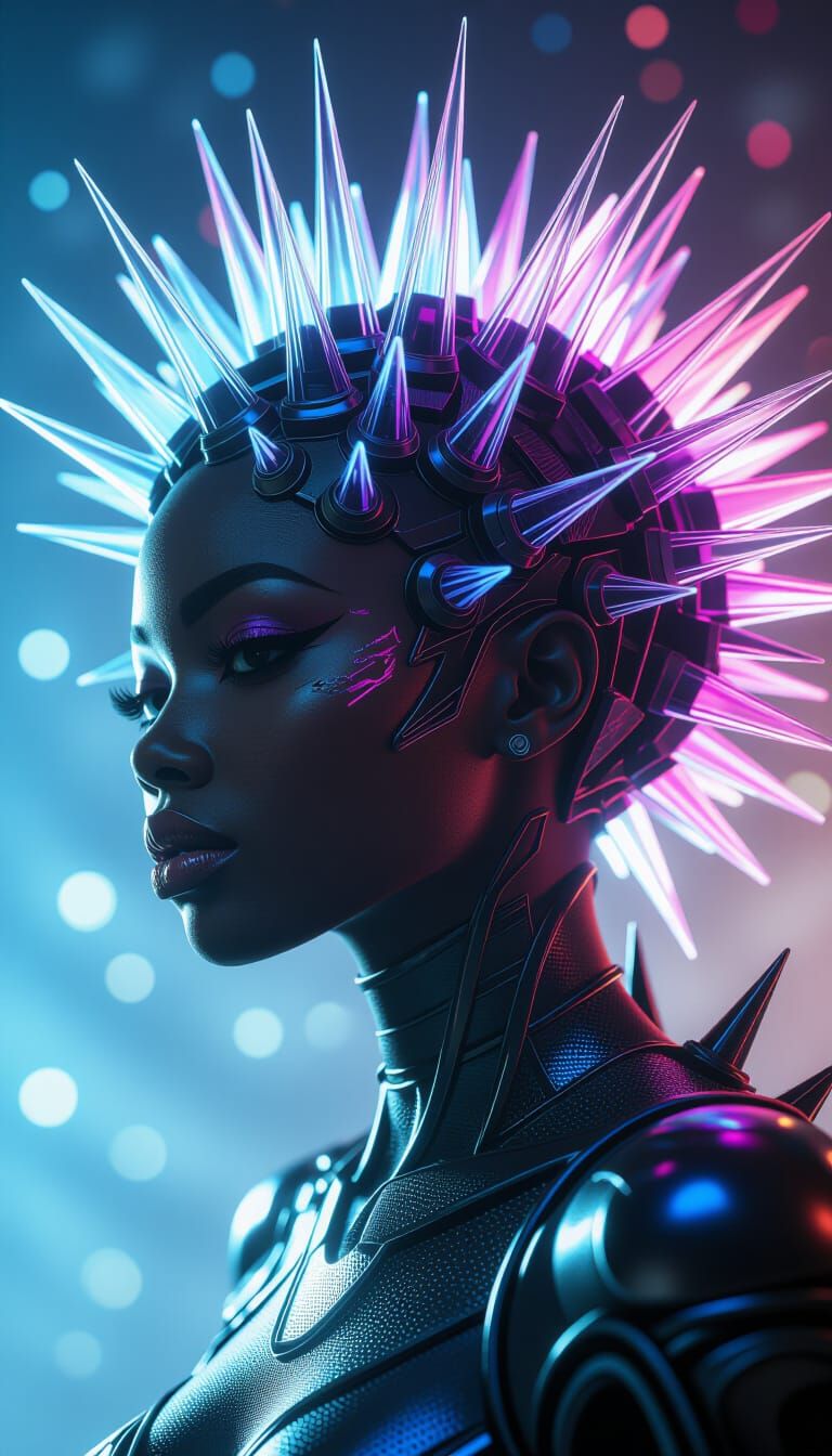 Afrofuturistic Spikes with Holographic Elements