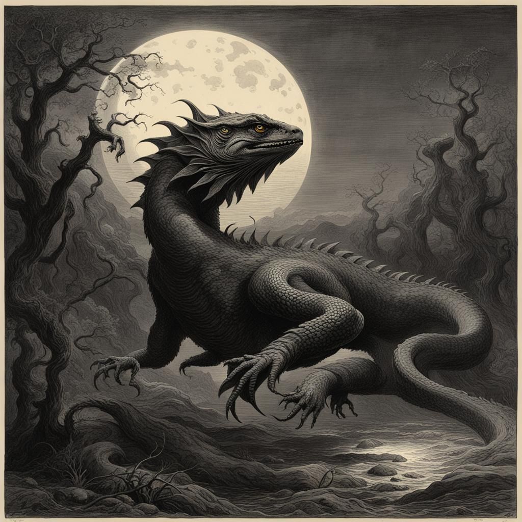 Basilisk's Eclipse: A Horror Scene
