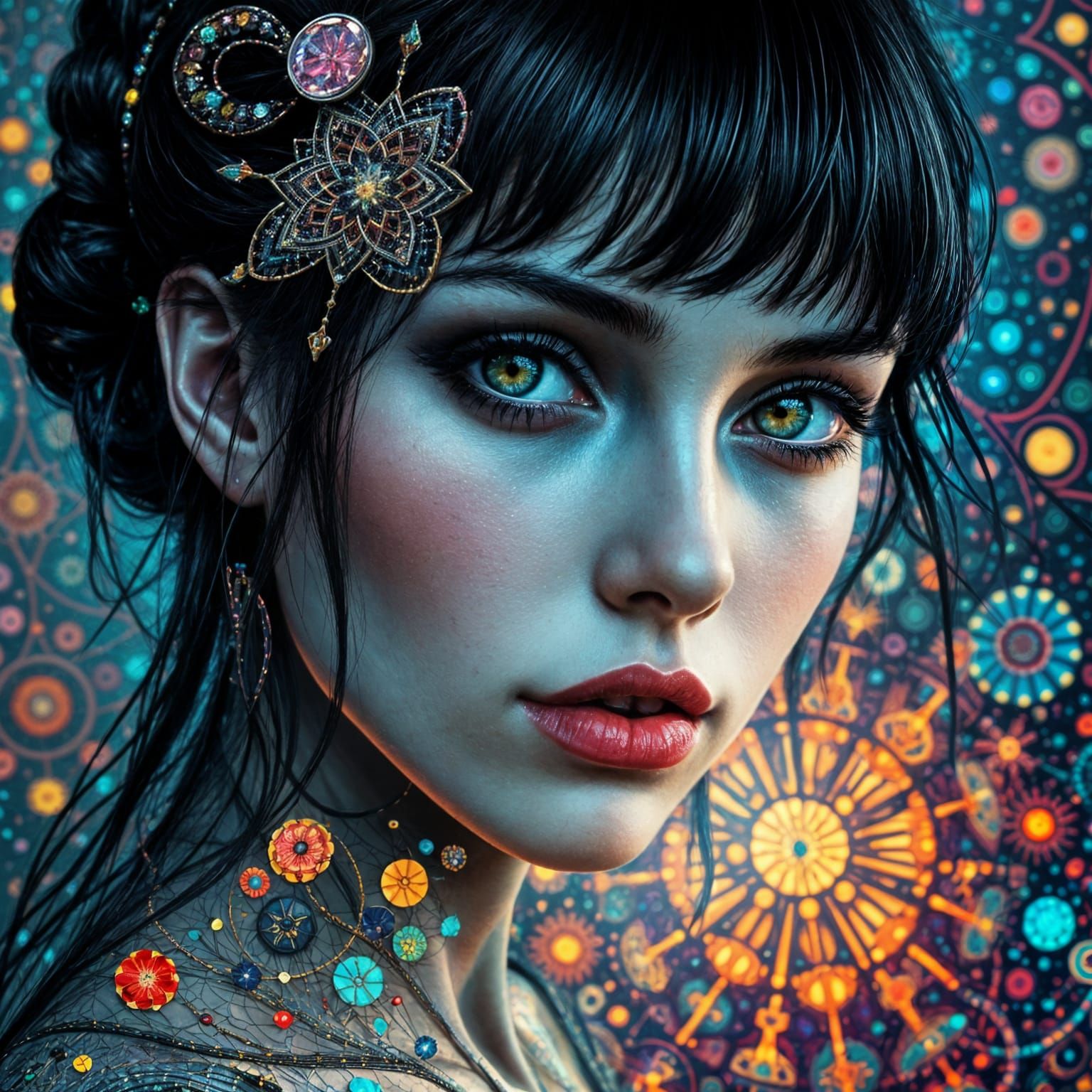 Ethereal Woman: Pop Surrealism in Klimt Style