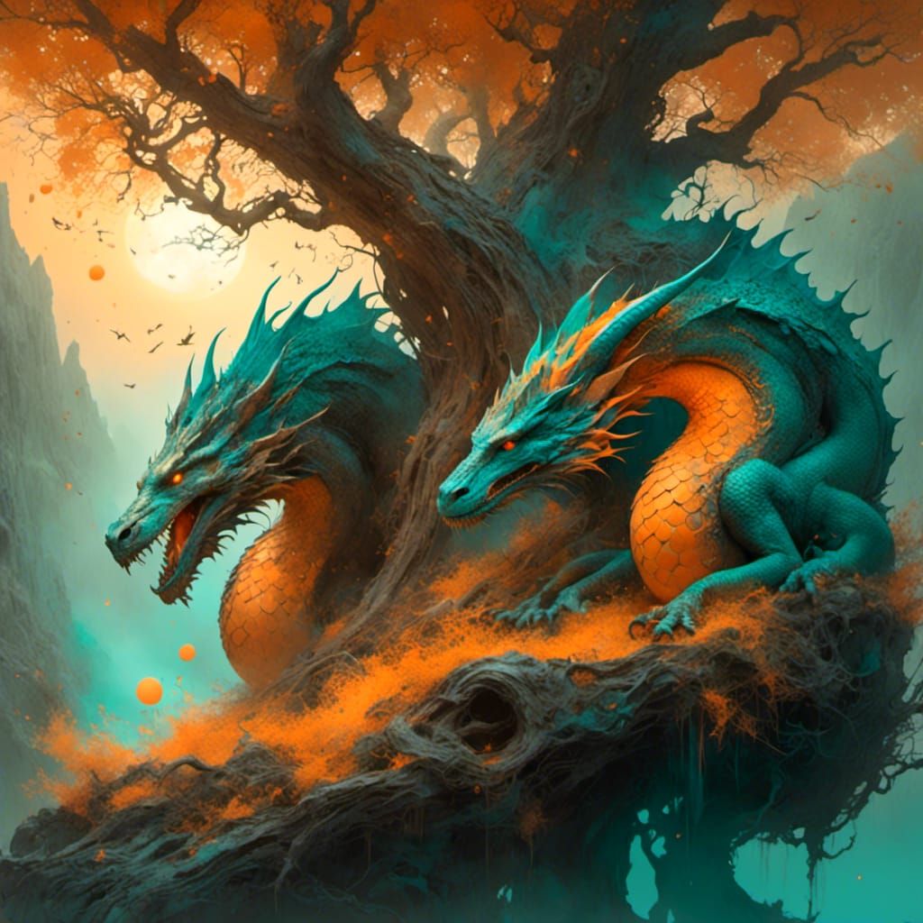Dragons Hatching at Sunrise: Fantasy Concept Art