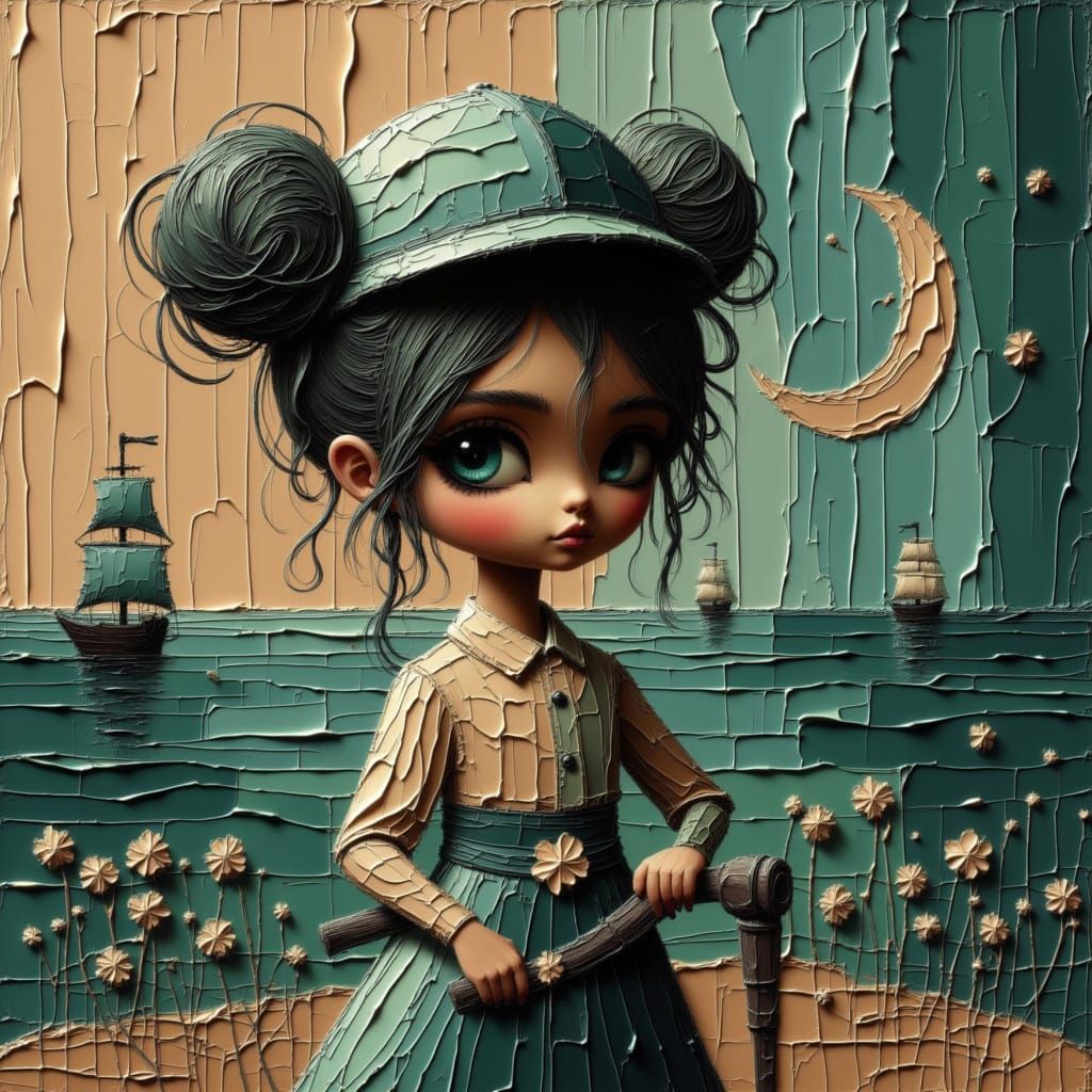 Maori Moonchild in Hard Hat and Prosthetic Arm