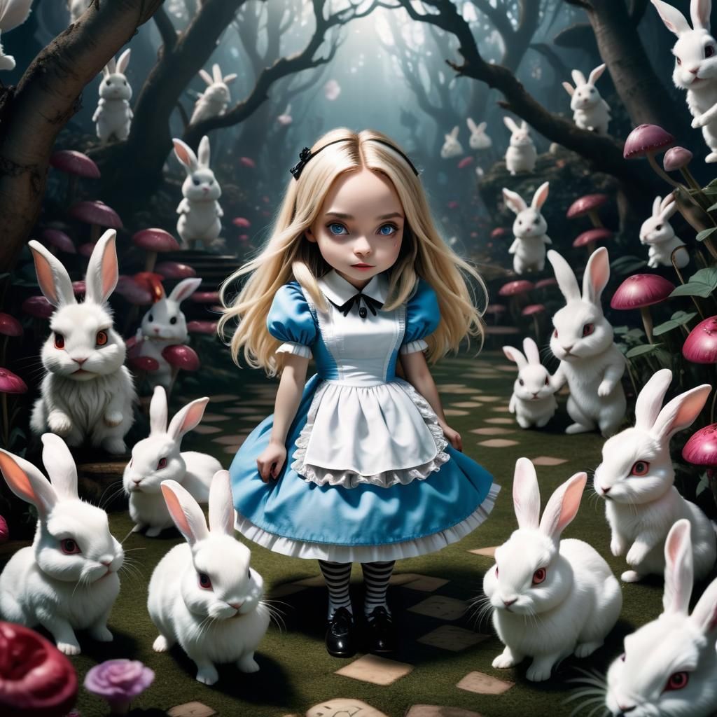 Chibi Alice in Wonderland Portrait: Moody and Cinematic