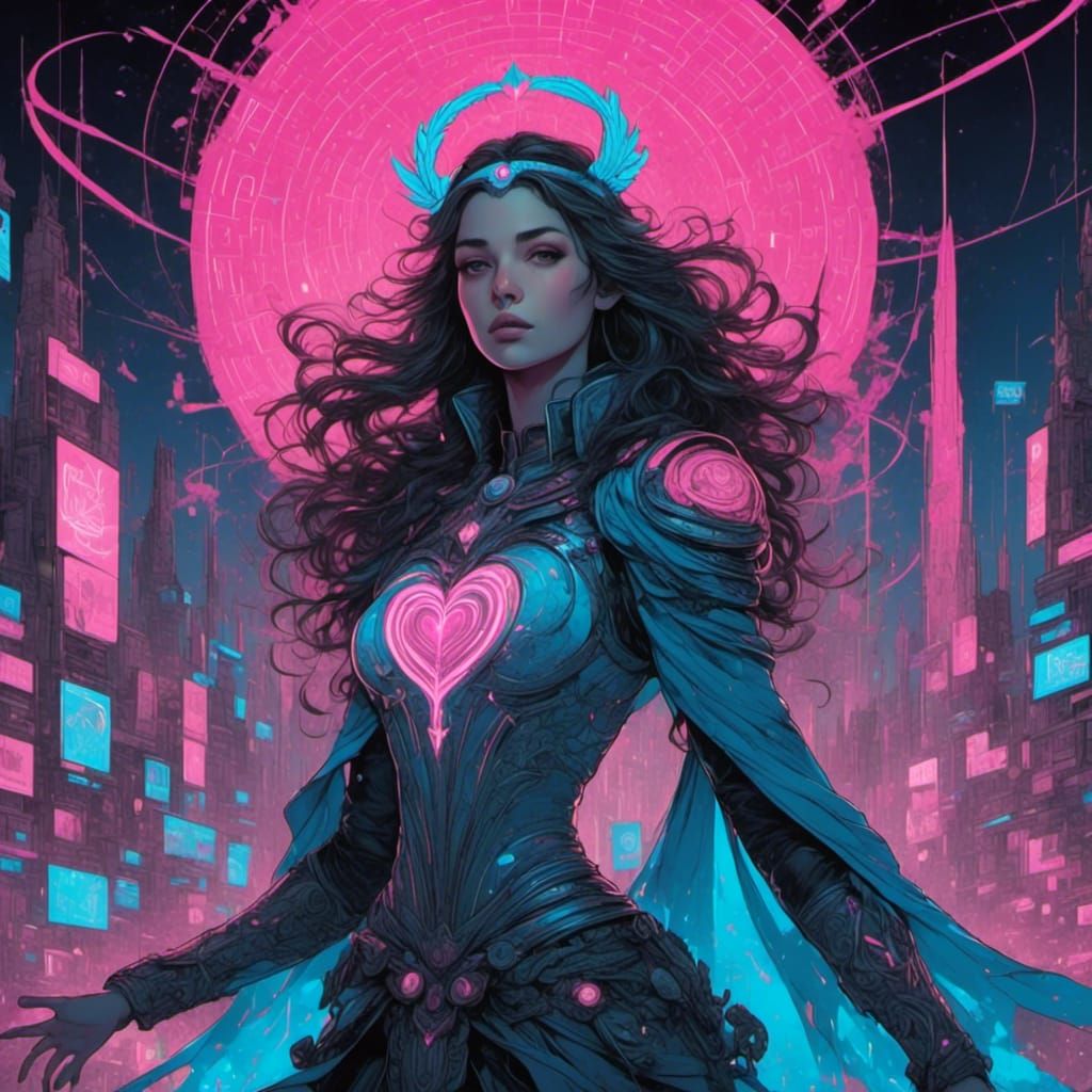 Neon Heart Princess in the City