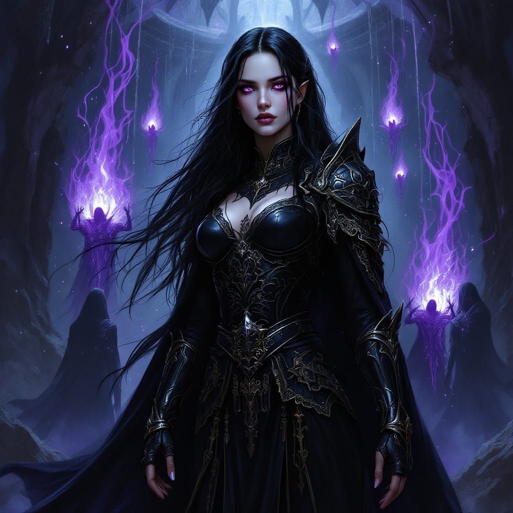 Mystical Necromancer Portrait in Art Nouveau Style