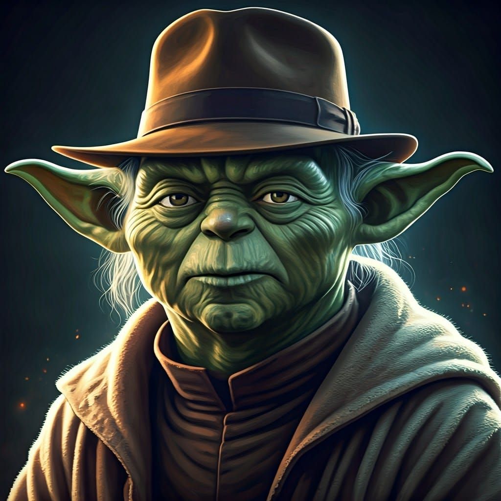 Master Yoda as Indiana Jones: Hyperrealistic Concept Art