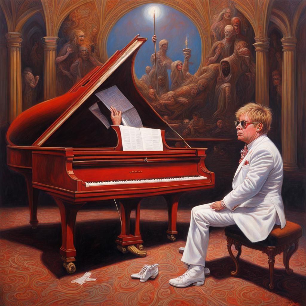 Elton John Portrait as Oil Painting