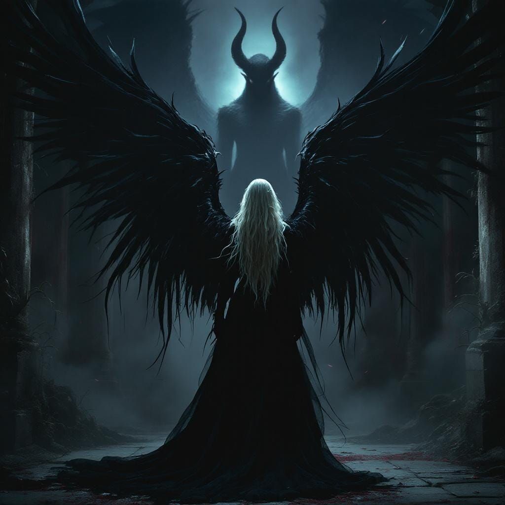 Futuristic Gothic Couple with Demonic Shadow