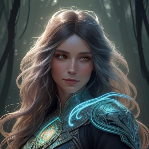 Mystical Forest Fantasy Woman in Pixel Art