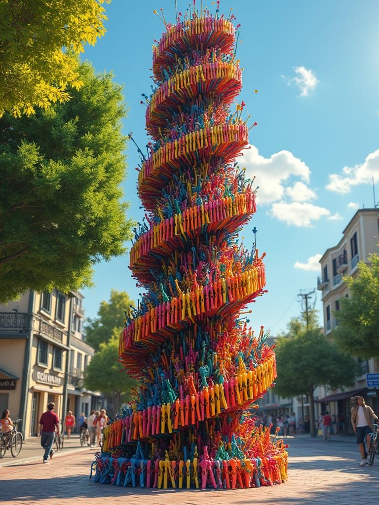 Vibrant Clothespin Tower in Venetian Park